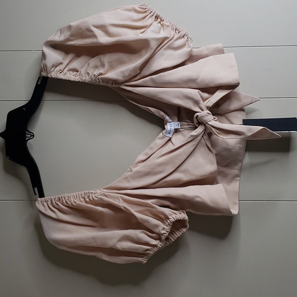 Gianni Bini x Jess Southern Woven Beau Crop Top Khaki Large - Picture 2 of 7